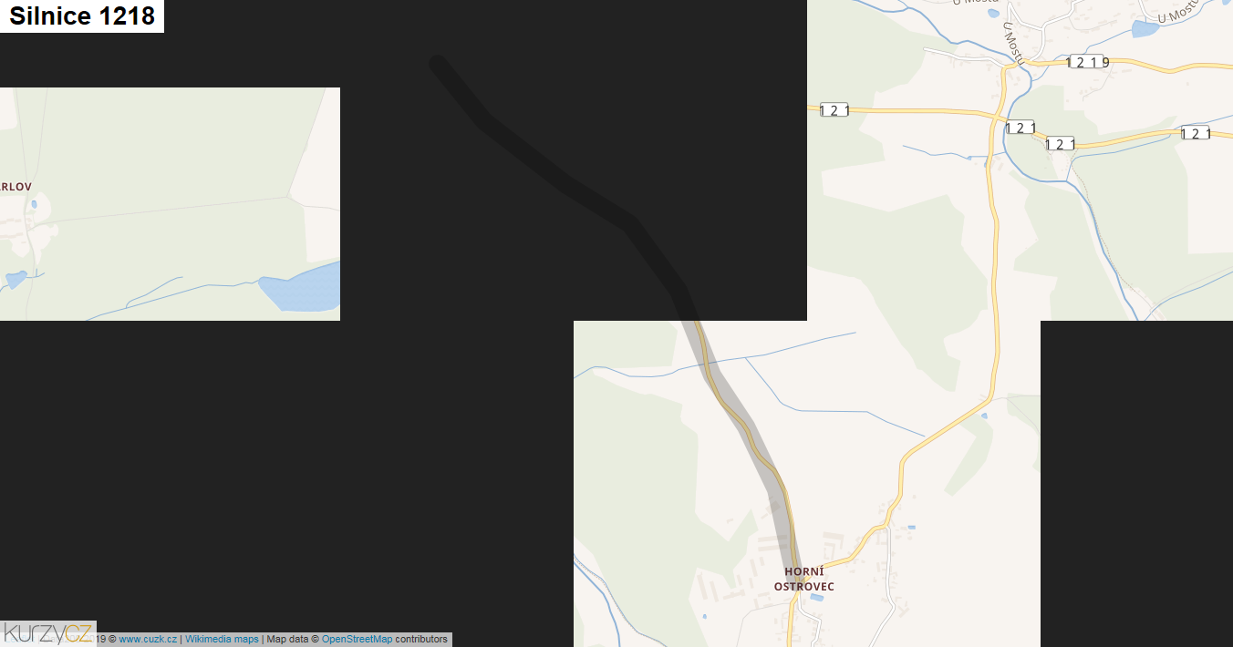 Silnice 1218 - mapa Silnice 1218