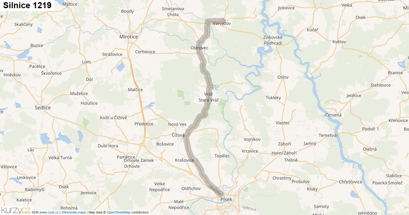 Silnice 1219 - mapa Silnice 1219