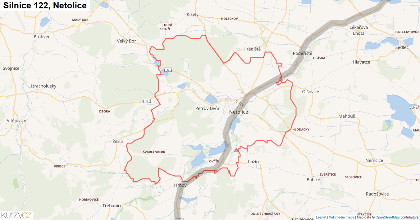 Netolice, Silnice 122 - Mapa