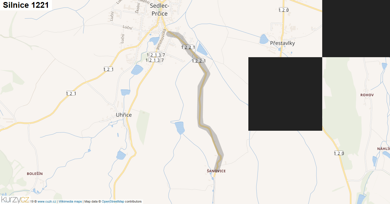 Silnice 1221 - mapa Silnice 1221