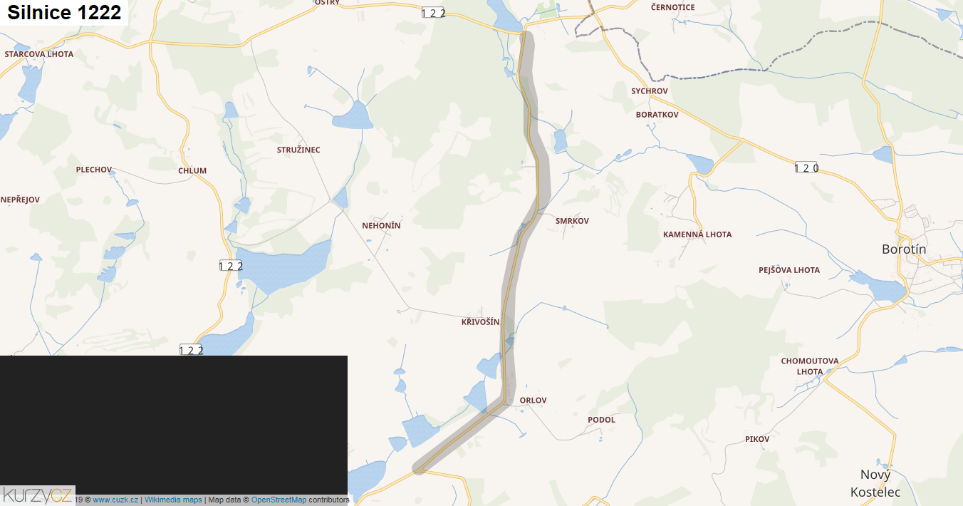 Silnice 1222 - mapa Silnice 1222