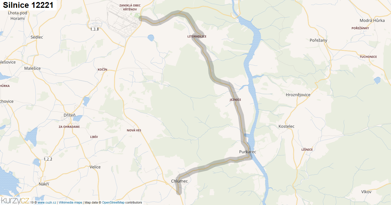 Silnice 12221 - mapa Silnice 12221