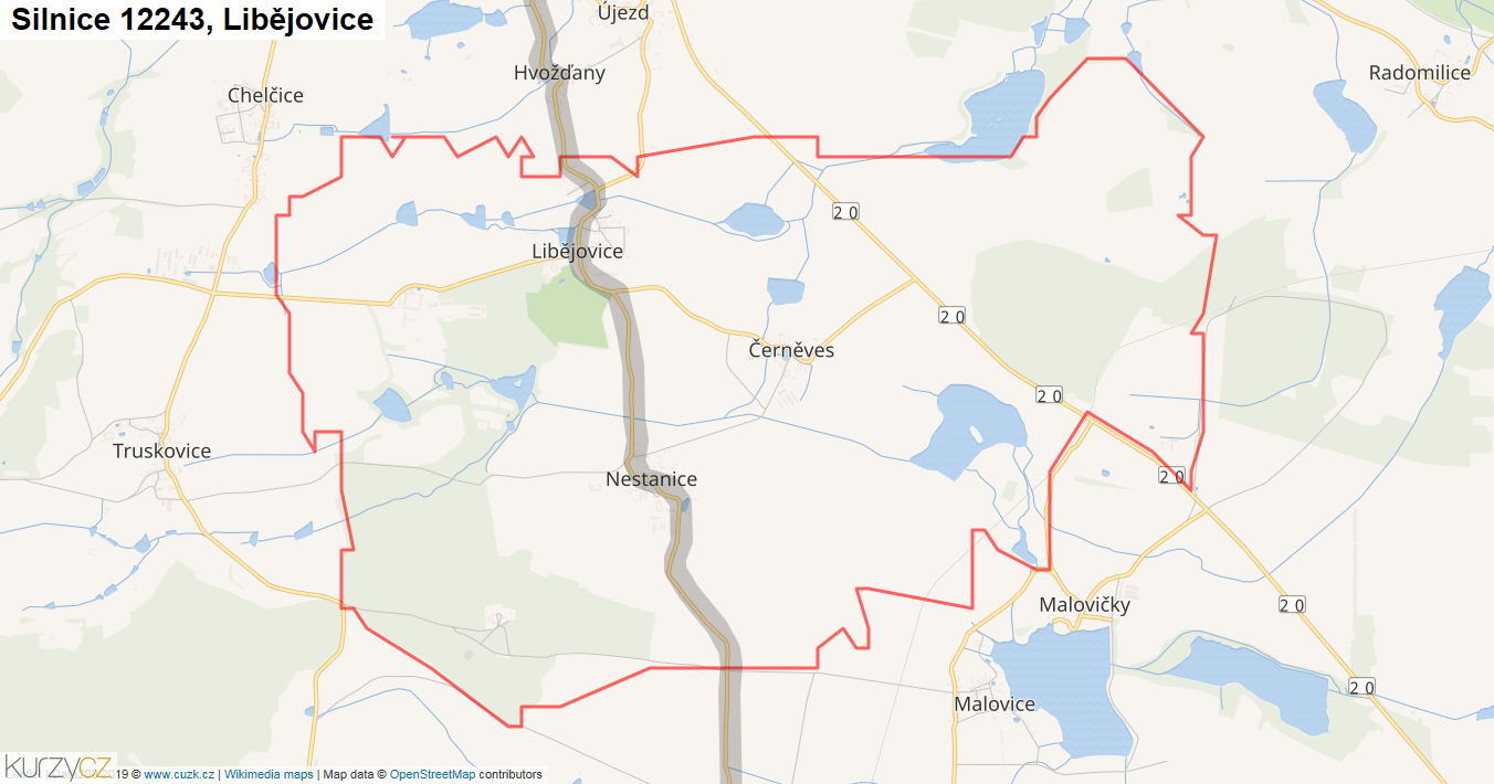 Libějovice, Silnice 12243 - Mapa