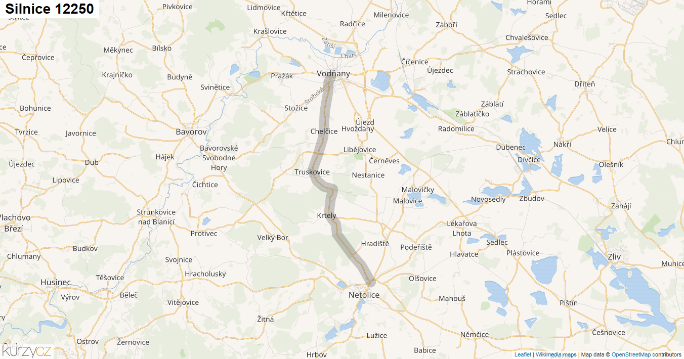 Silnice 12250 - mapa Silnice 12250