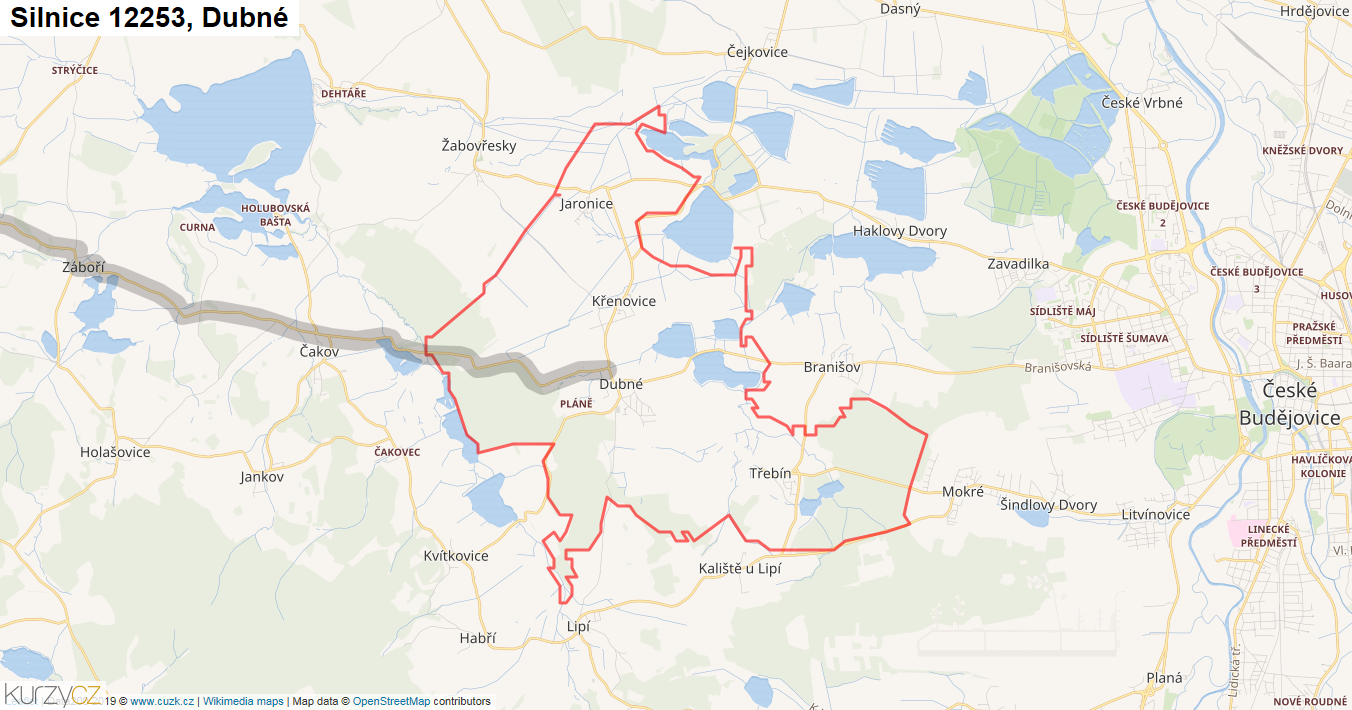 Dubné, Silnice 12253 - Mapa
