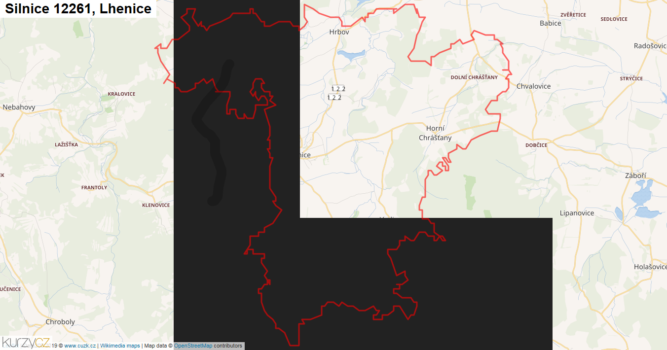 Lhenice, Silnice 12261 - Mapa