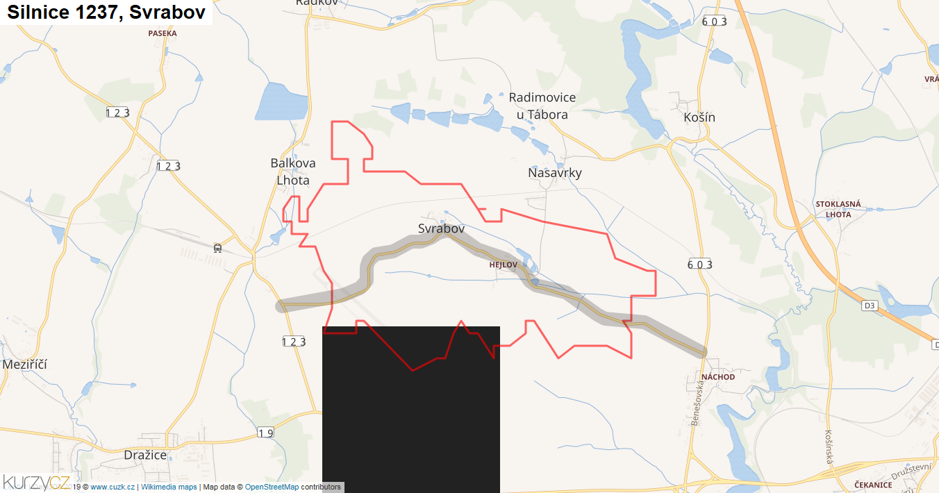 Svrabov, Silnice 1237 - Mapa