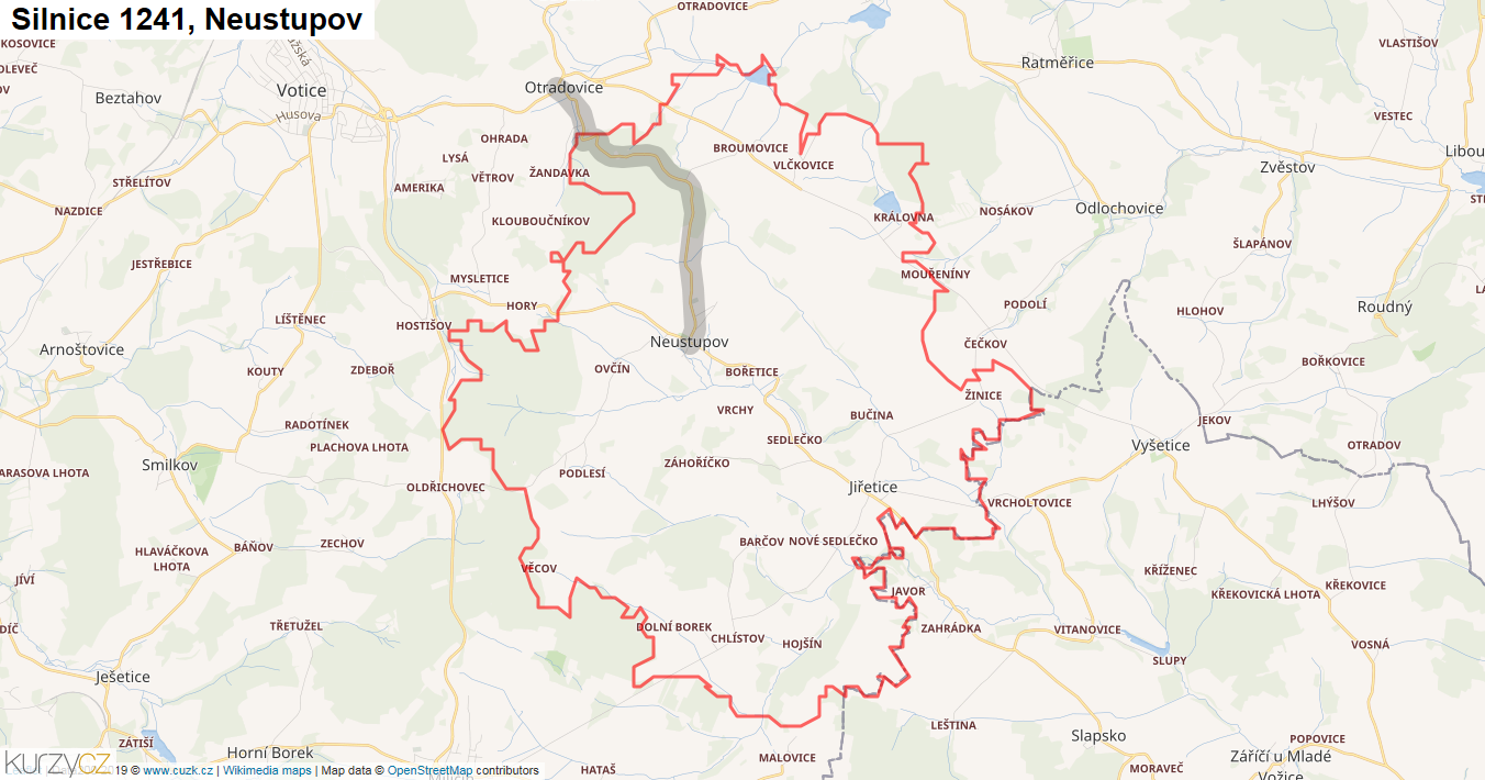 Neustupov, Silnice 1241 - Mapa