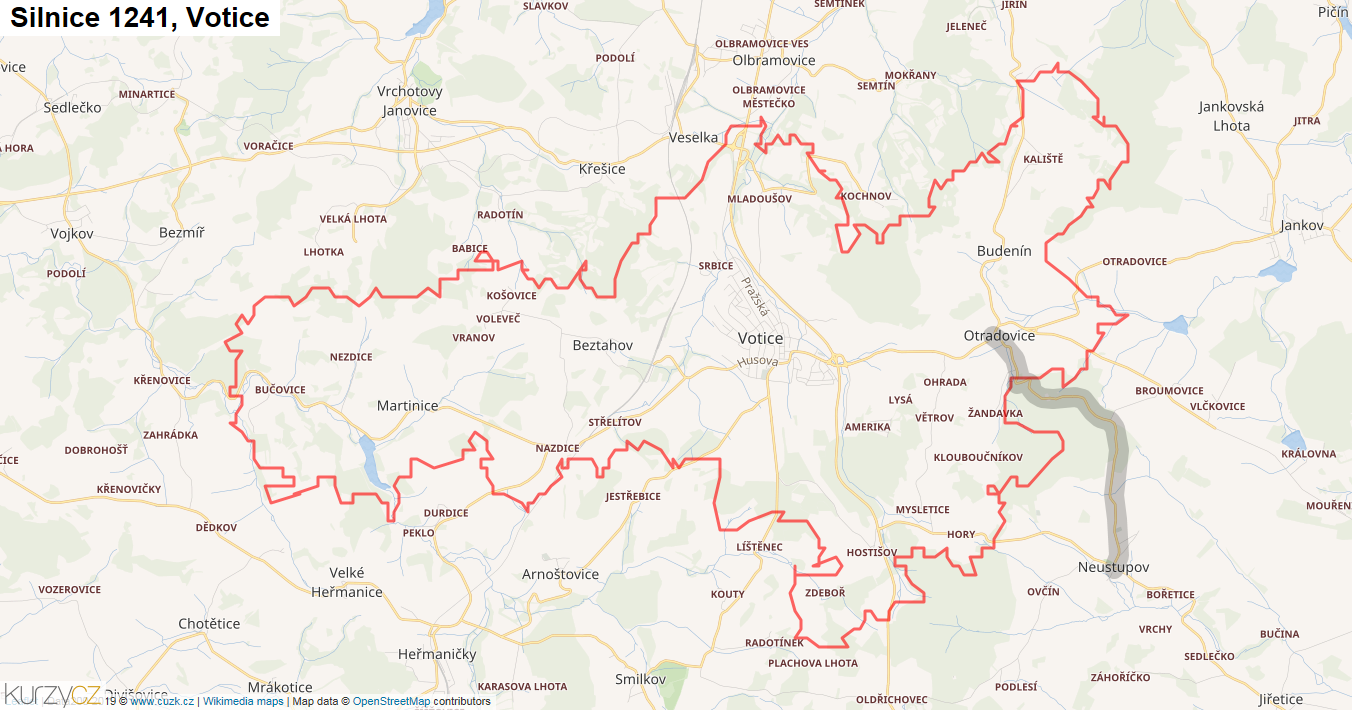 Votice, Silnice 1241 - Mapa