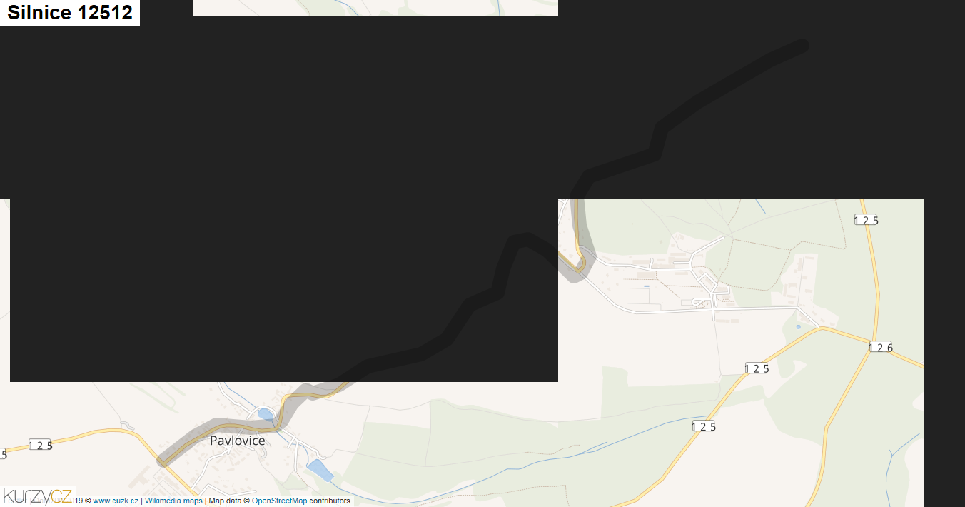 Silnice 12512 - mapa Silnice 12512