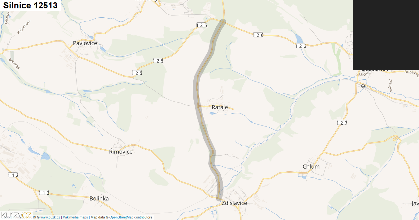 Silnice 12513 - mapa Silnice 12513
