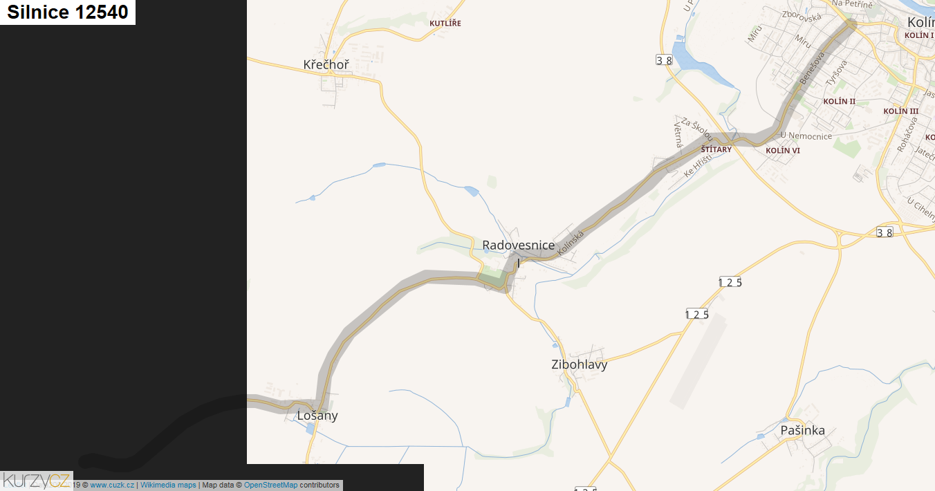 Silnice 12540 - mapa Silnice 12540