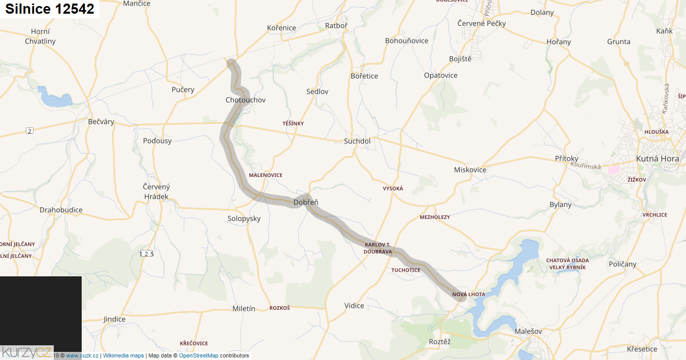 Silnice 12542 - mapa Silnice 12542