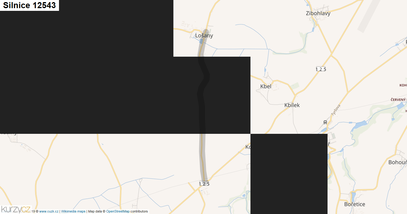 Silnice 12543 - mapa Silnice 12543