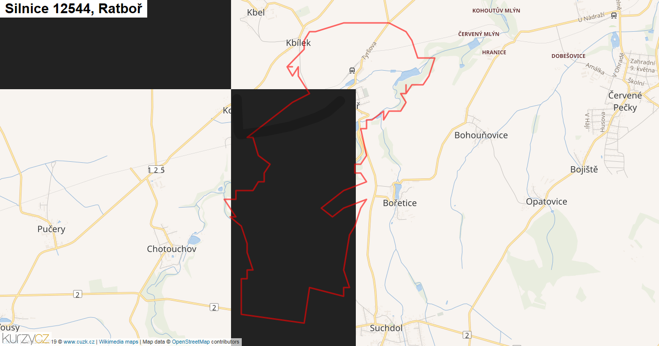 Ratboř, Silnice 12544 - Mapa