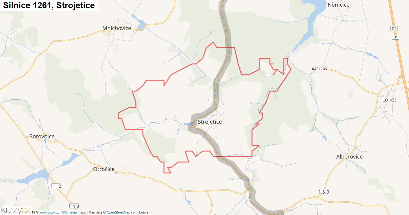 Strojetice, Silnice 1261 - Mapa
