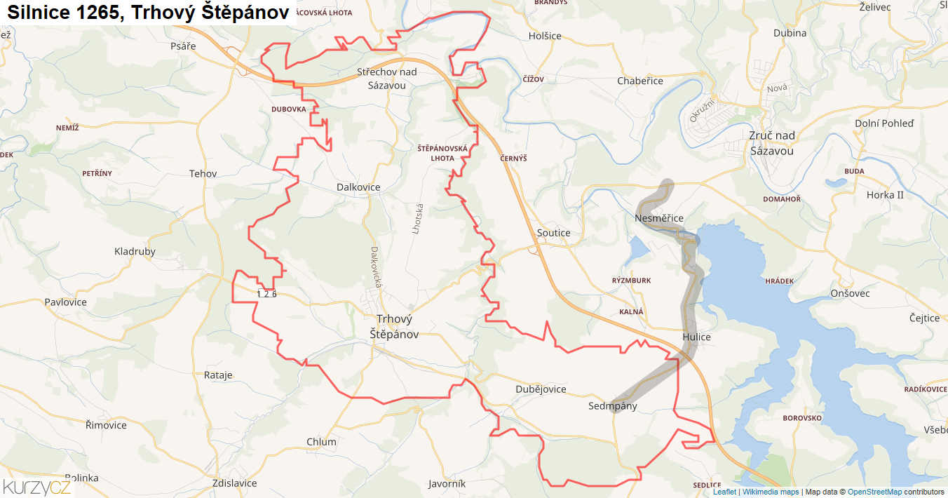 Trhový Štěpánov, Silnice 1265 - Mapa