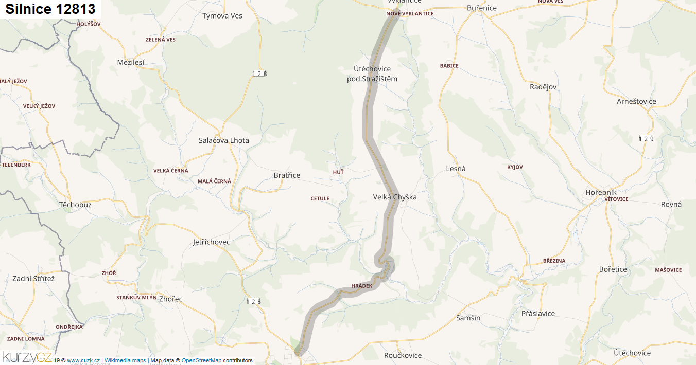 Silnice 12813 - mapa Silnice 12813