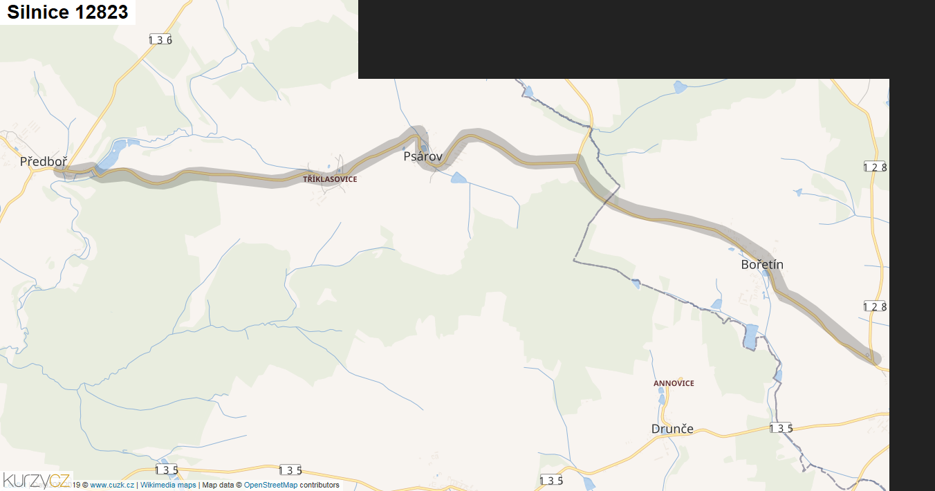 Silnice 12823 - mapa Silnice 12823