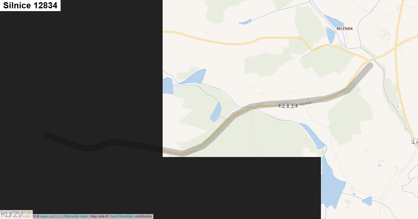 Silnice 12834 - mapa Silnice 12834