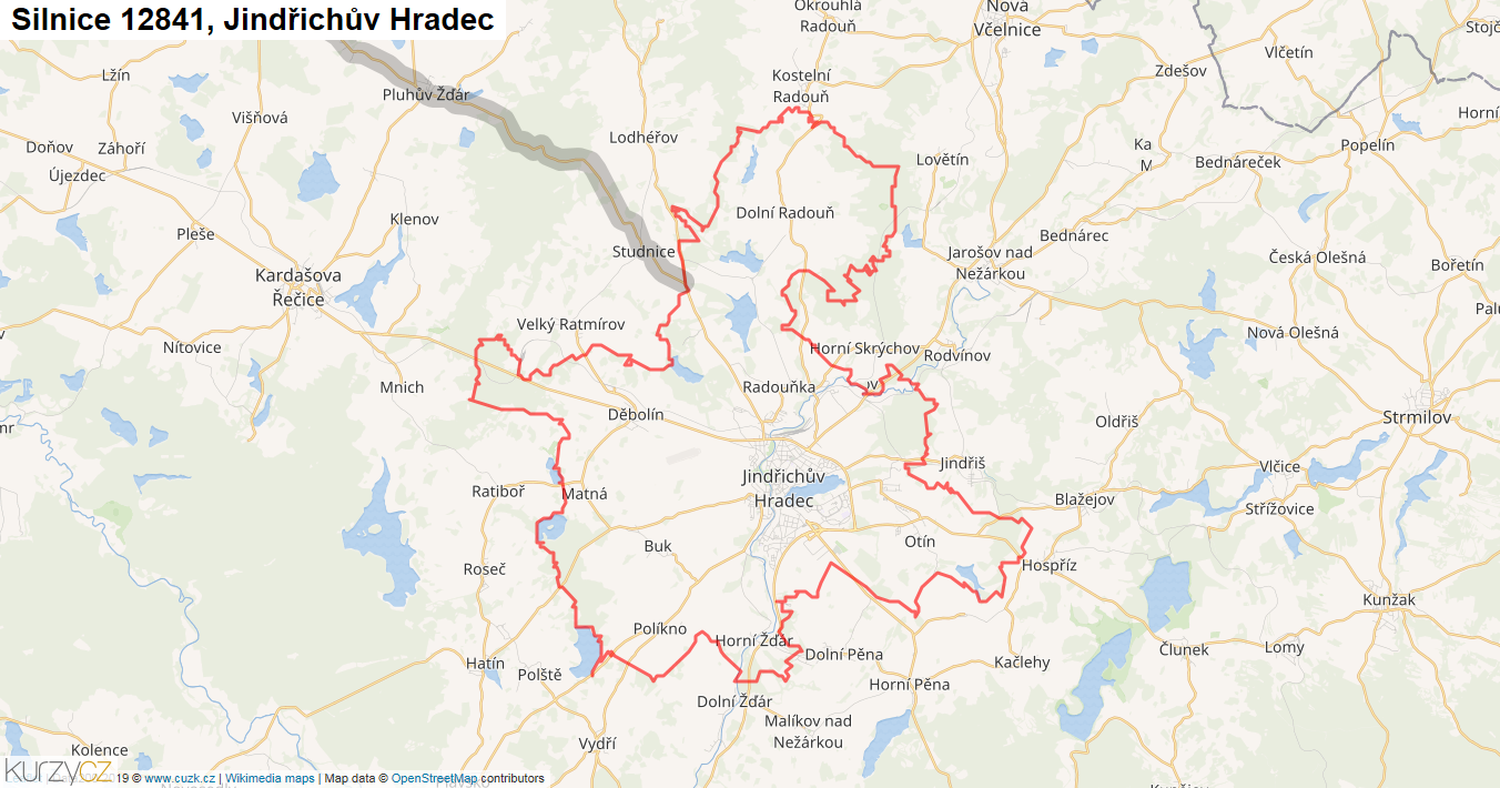 Jindřichův Hradec, Silnice 12841 - Mapa