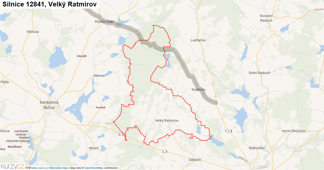 Velký Ratmírov, Silnice 12841 - Mapa