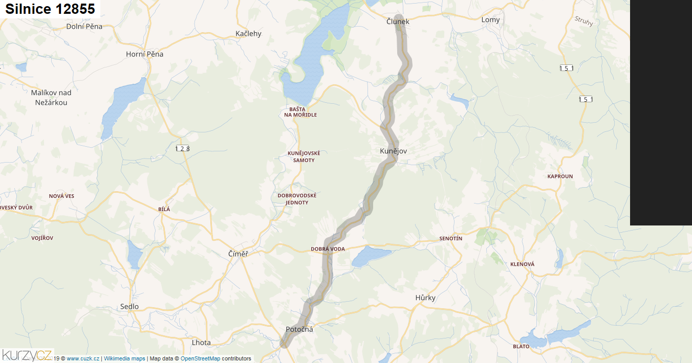 Silnice 12855 - mapa Silnice 12855