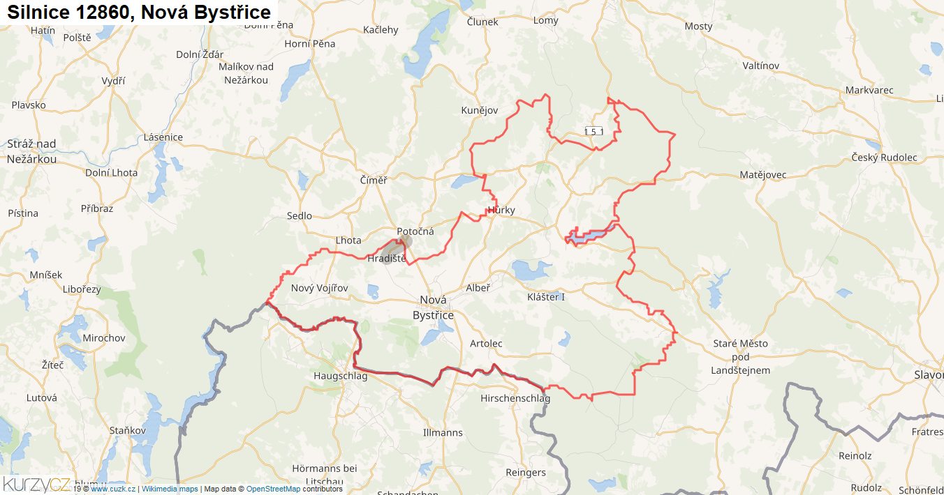Nová Bystřice, Silnice 12860 - Mapa