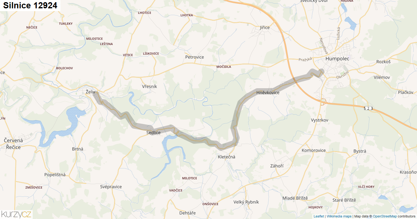 Silnice 12924 - mapa Silnice 12924