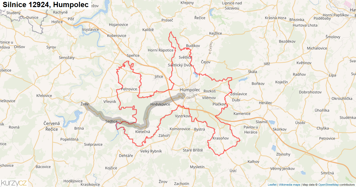 Humpolec, Silnice 12924 - Mapa