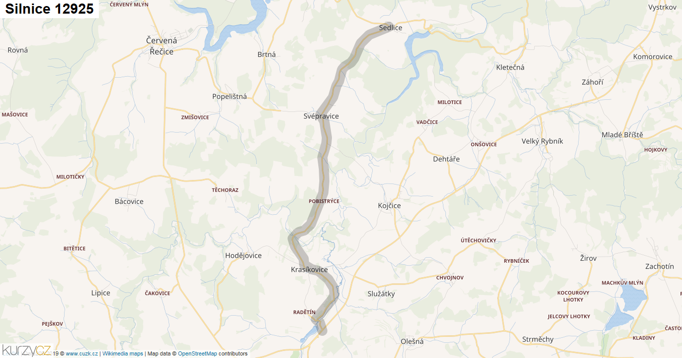 Silnice 12925 - mapa Silnice 12925