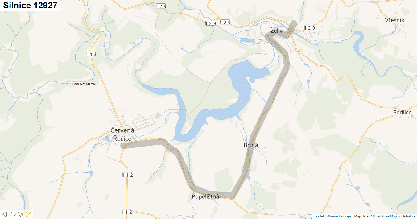 Silnice 12927 - mapa Silnice 12927