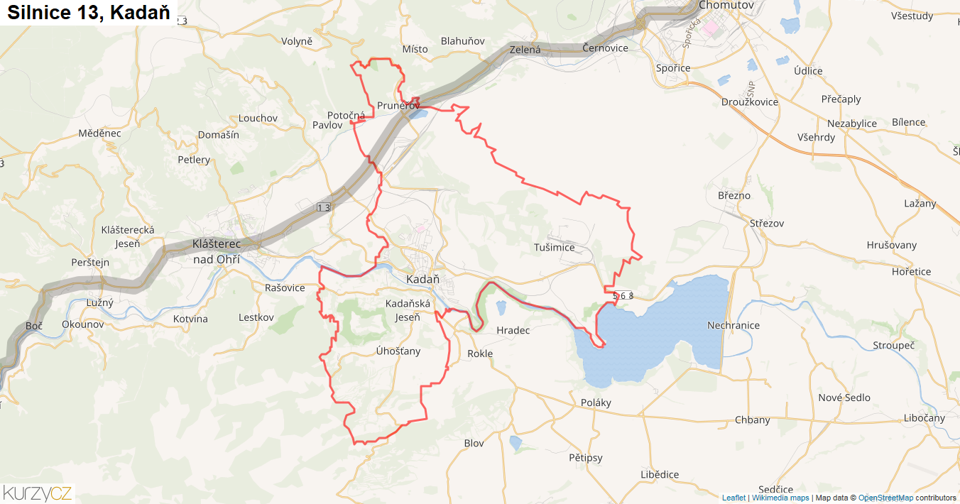 Kadaň, Silnice 13 - Mapa