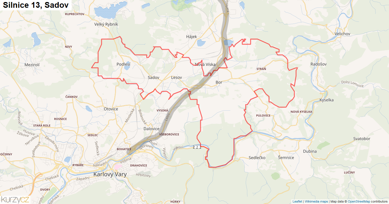Sadov, Silnice 13 - Mapa