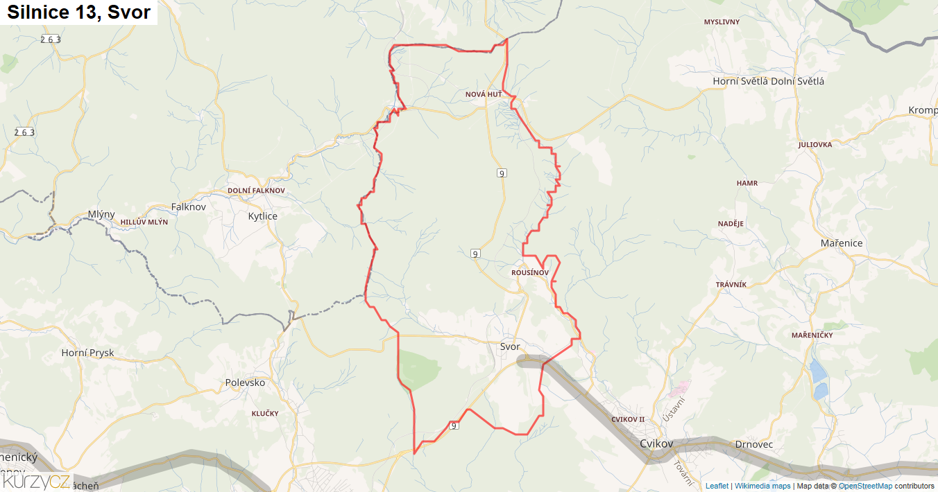Svor, Silnice 13 - Mapa
