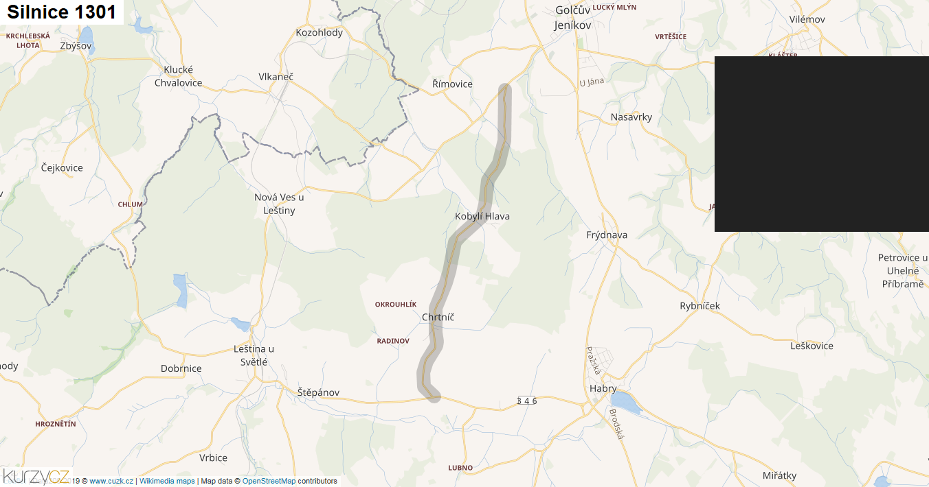 Silnice 1301 - mapa Silnice 1301