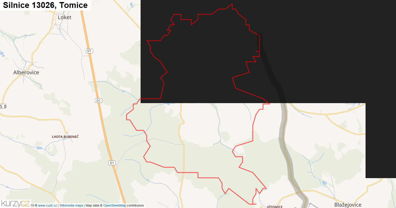 Tomice, Silnice 13026 - Mapa