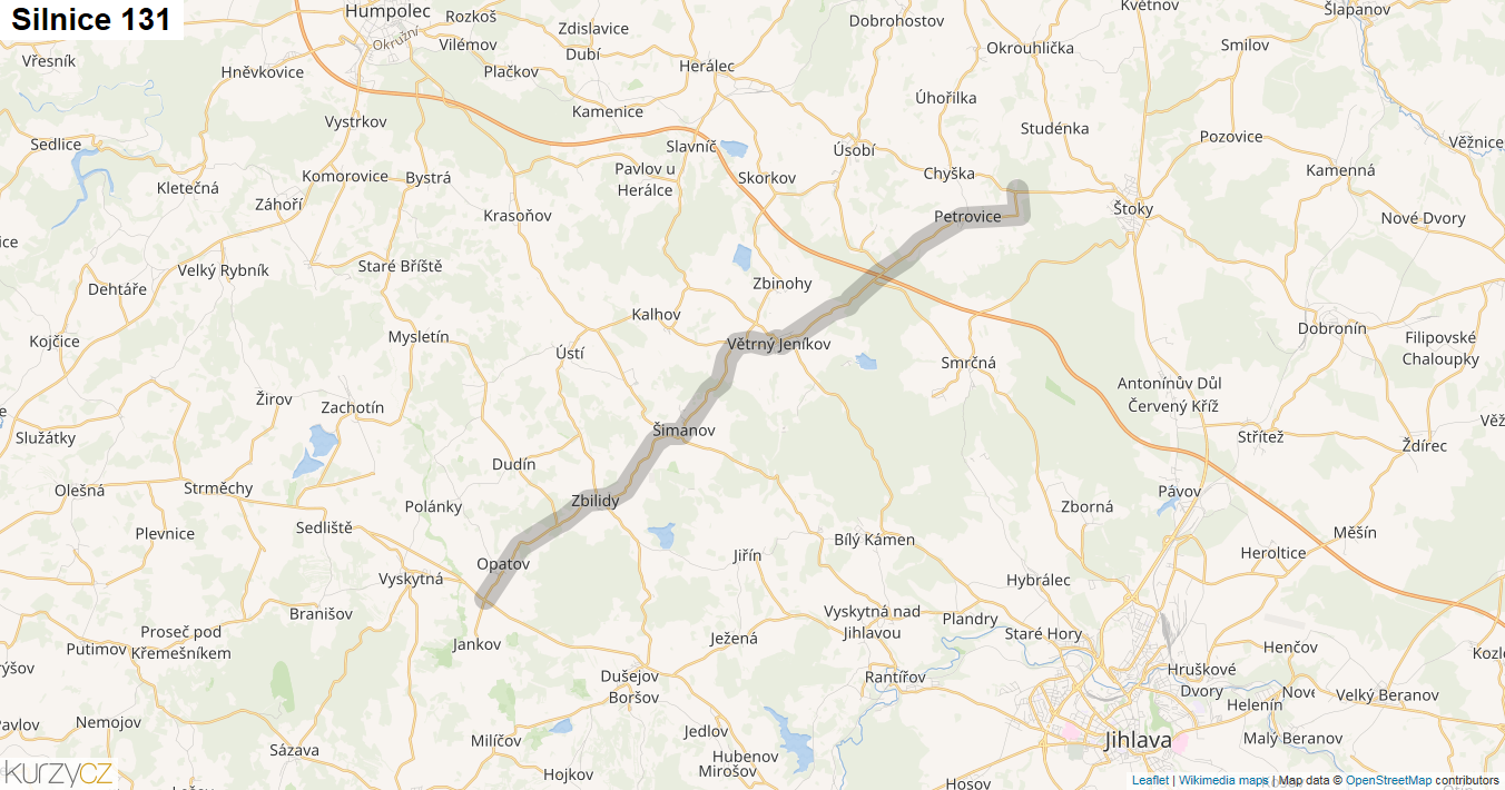 Silnice 131 - mapa Silnice 131