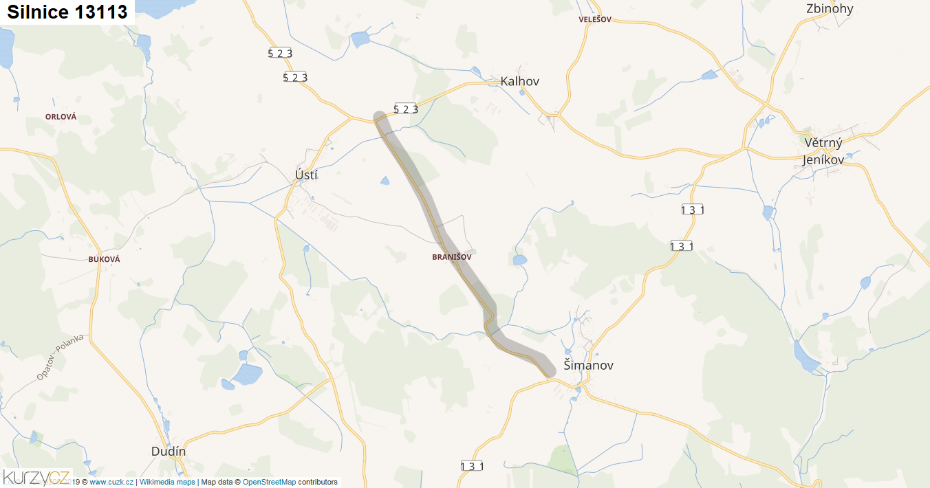 Silnice 13113 - mapa Silnice 13113