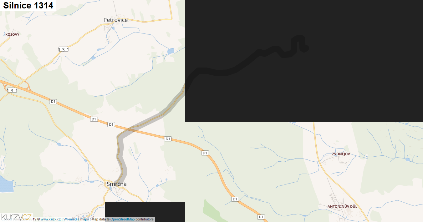 Silnice 1314 - mapa Silnice 1314