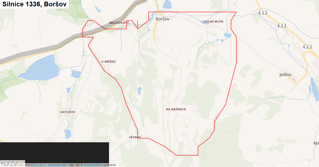 Boršov, Silnice 1336 - Mapa