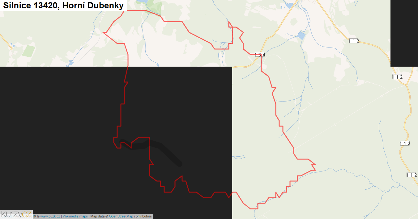 Horní Dubenky, Silnice 13420 - Mapa