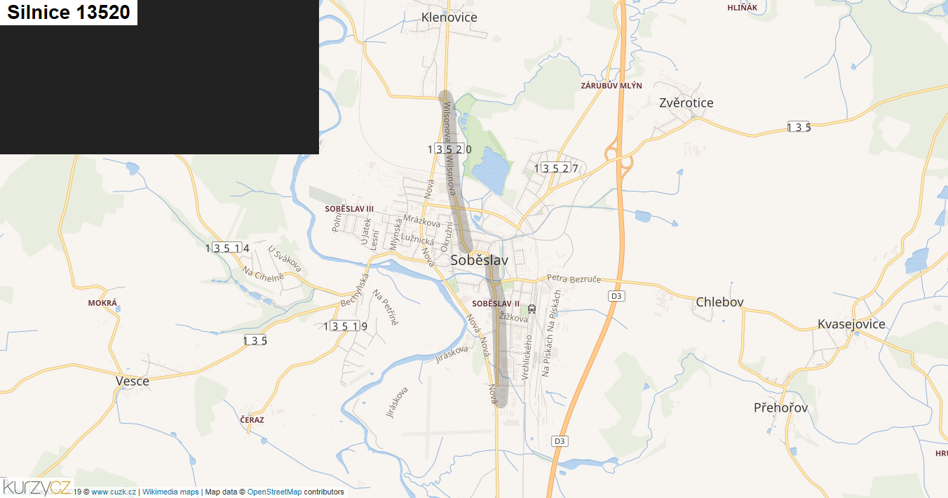 Silnice 13520 - mapa Silnice 13520