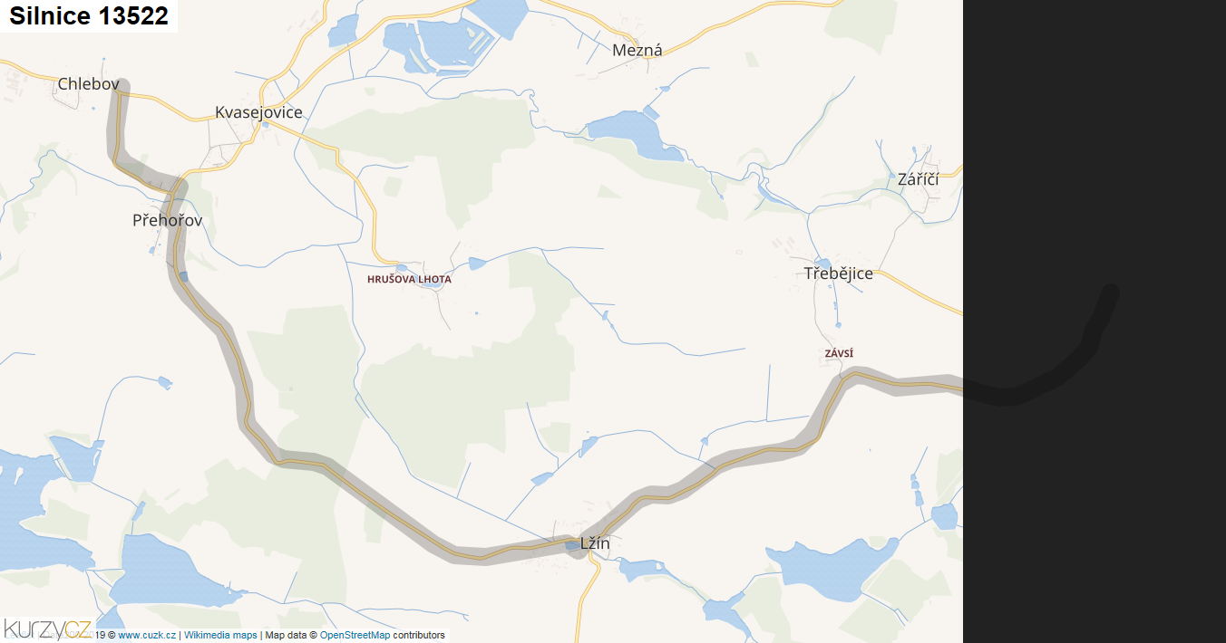 Silnice 13522 - mapa Silnice 13522
