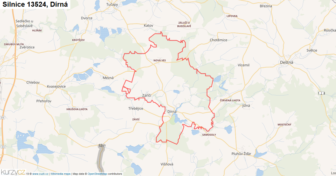 Dírná, Silnice 13524 - Mapa