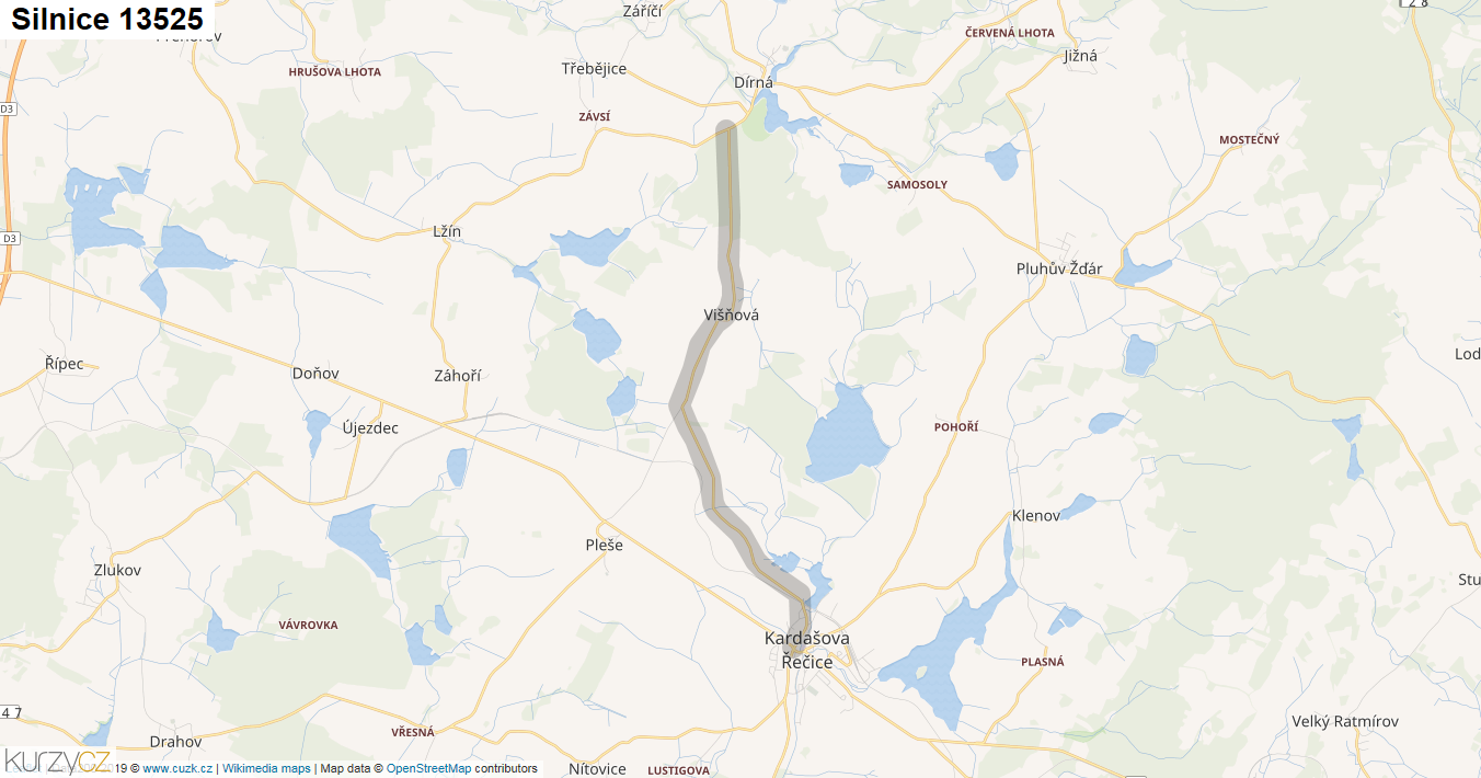 Silnice 13525 - mapa Silnice 13525
