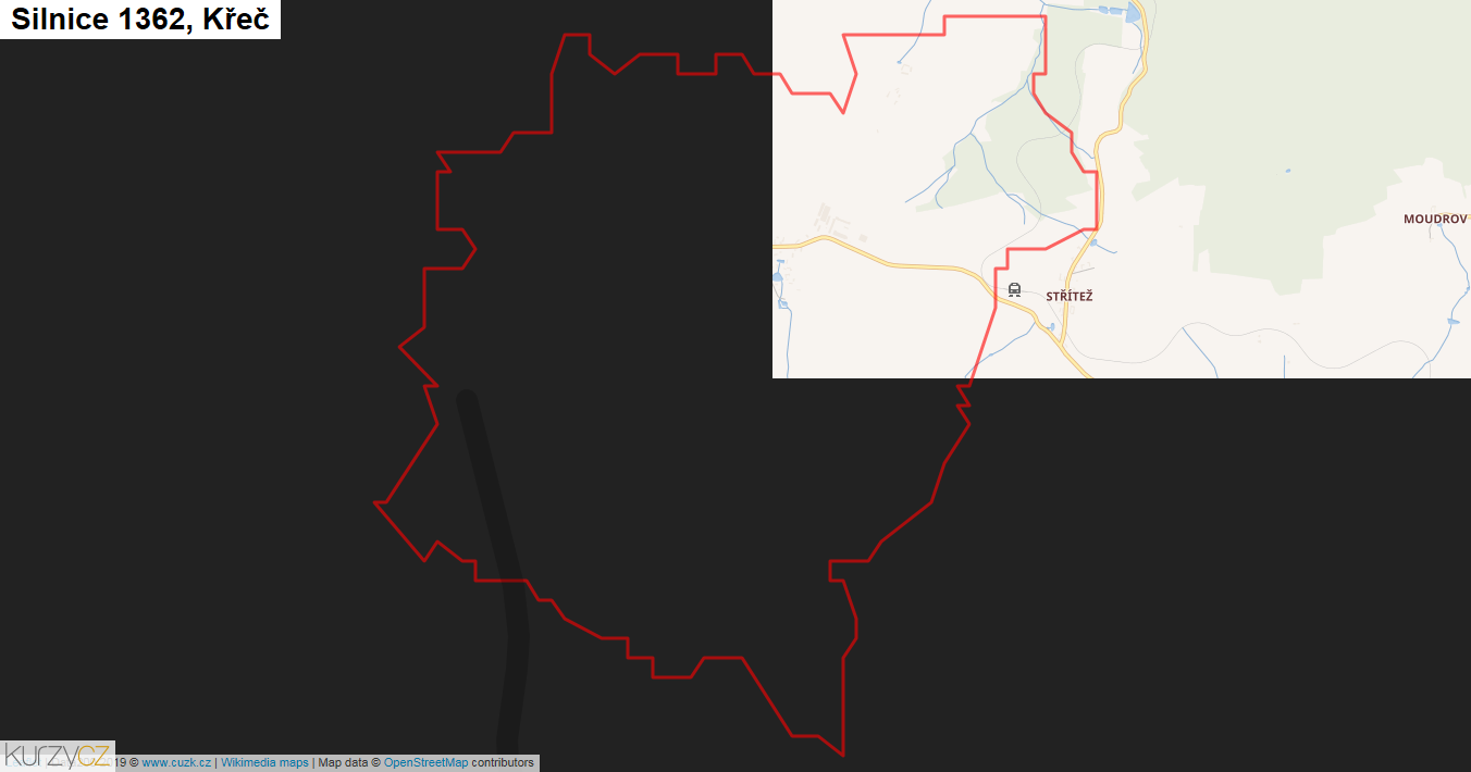 Křeč, Silnice 1362 - Mapa