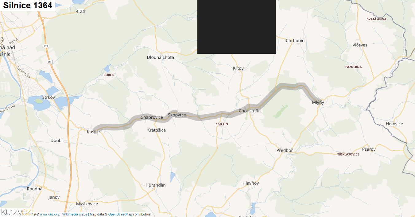 Silnice 1364 - mapa Silnice 1364