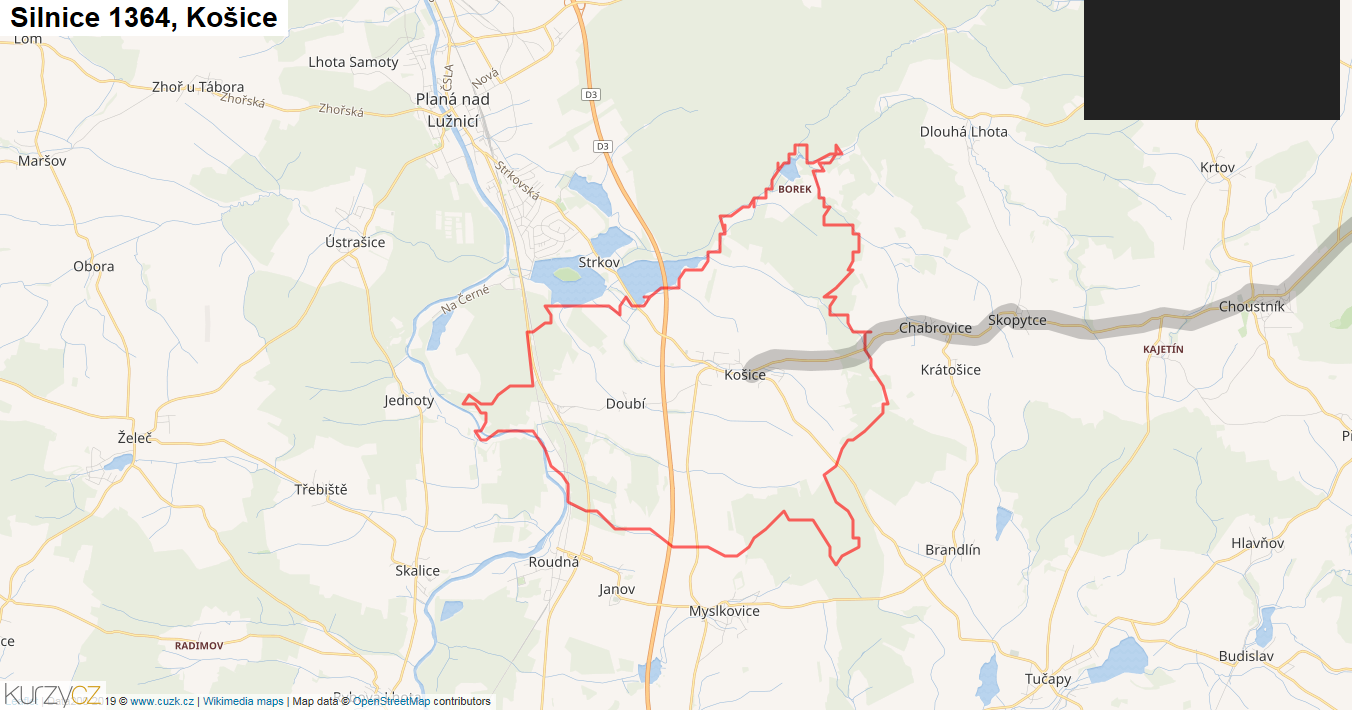 Košice, Silnice 1364 - Mapa