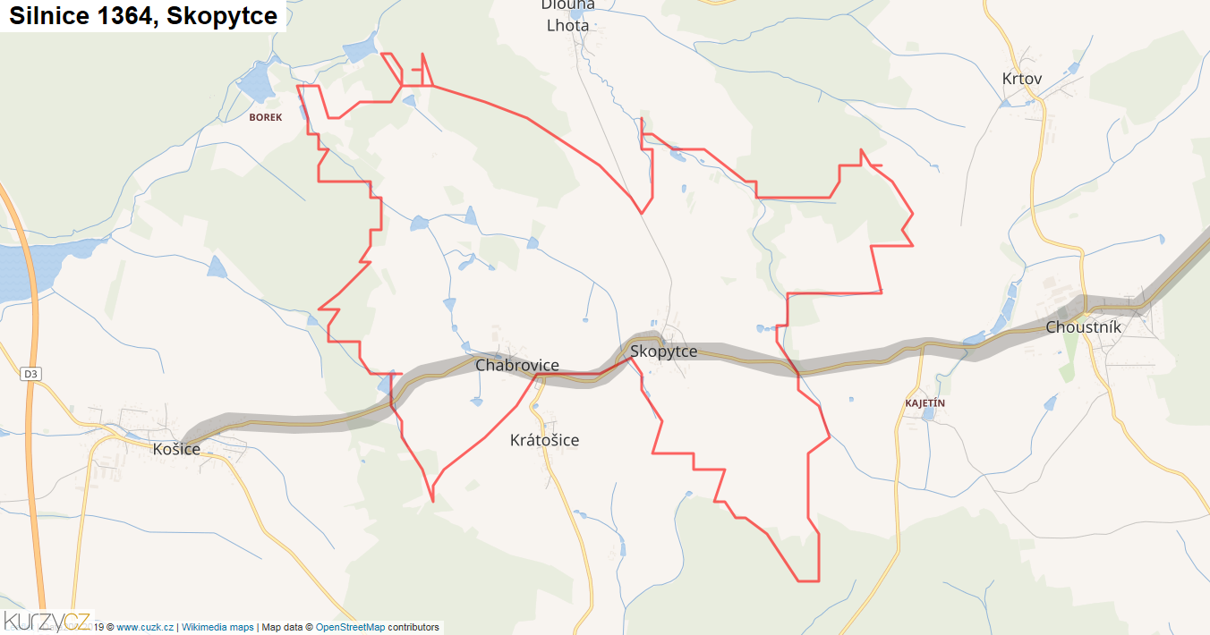 Skopytce, Silnice 1364 - Mapa